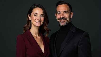 Professional Couple Posing In Studio Portrait