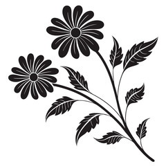 Decorative daisy flower vector illustration with black and white floral design element