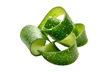 Fresh cucumber ribbon peels  isolated on transparent background
