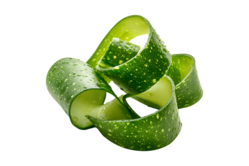 Fresh cucumber ribbon peels  isolated on transparent background
