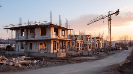 Obraz premium Building in progress at construction site for industrial engineering 