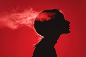 Silhouette with smoke escaping head