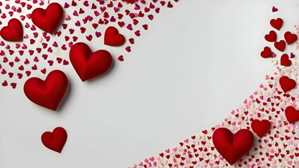 Romantic Red Hearts on White Background – Perfect for Valentine’s Day & Love Themes