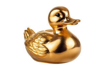 Golden duck isolated on transparent background
