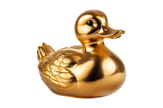 Golden duck isolated on transparent background
