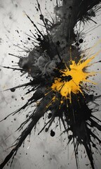 Abstract grunge ink splatters with sharp geometric lines & shapes,  high resolution,  graphic