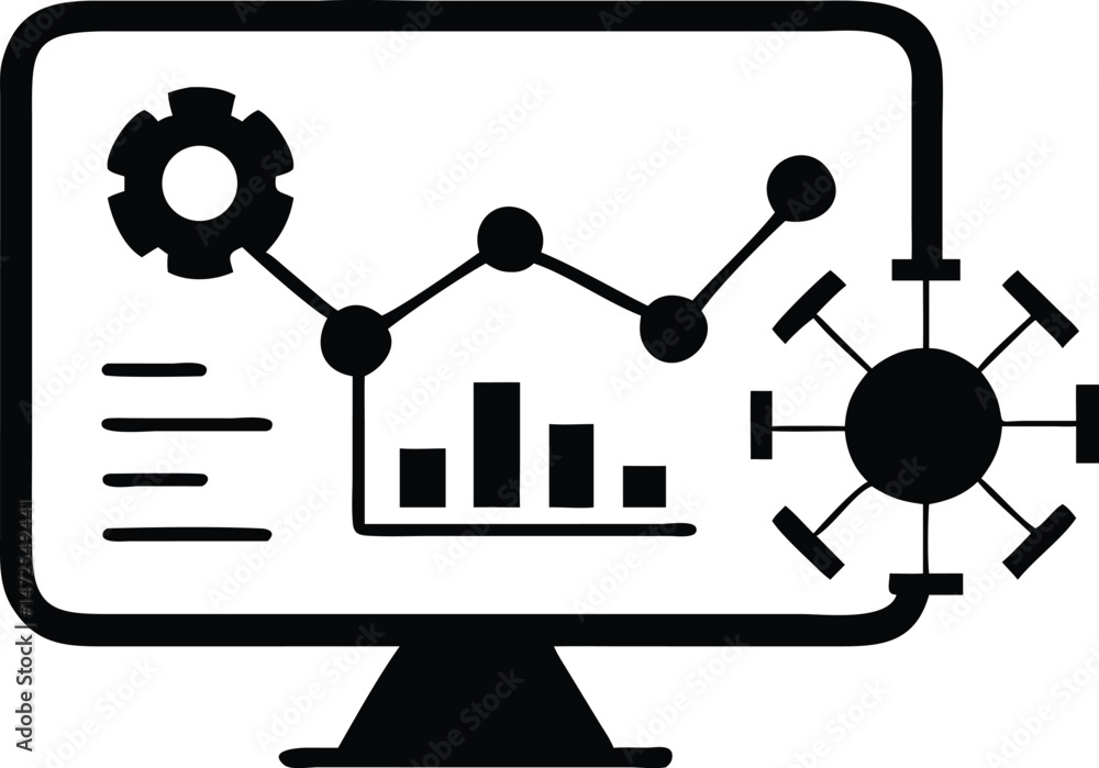 Poster vector graphic of an ai dashboard analytics icon representing machine learning data