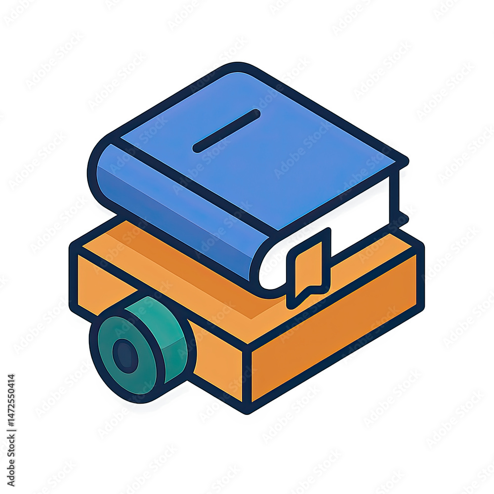 Poster stack of books icon illustration design element for education website or app