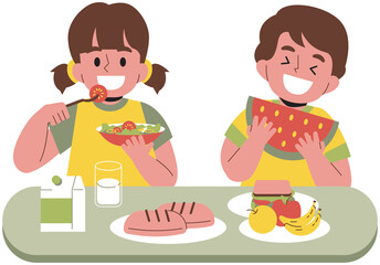 Eating Healthy Food Illustration