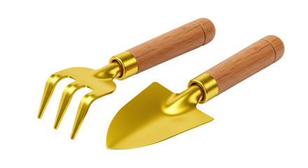 Isolated Golden Garden Tools