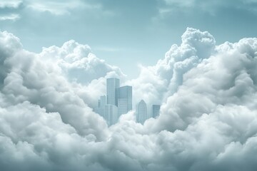 City buildings in the clouds