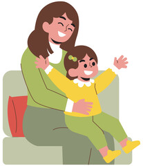 Mother and Daughter Illustration