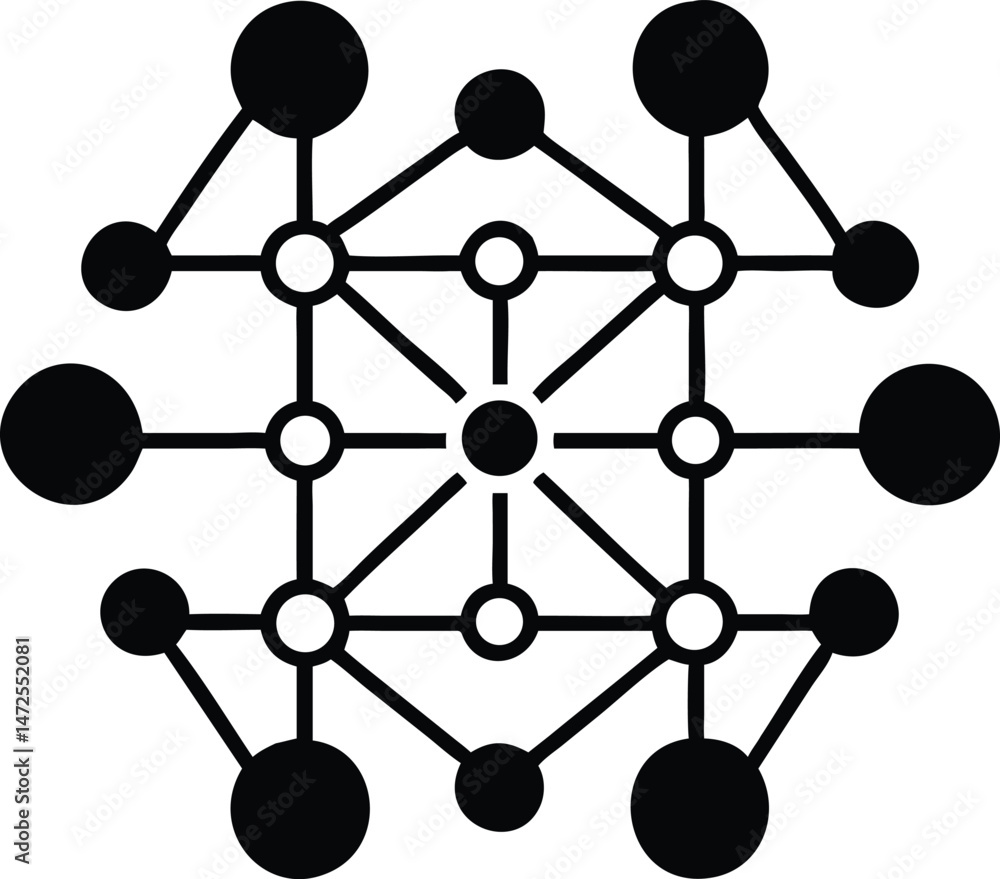 Poster vector illustration of a neural network node connection icon design element