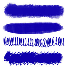 Variety of curved, dry and textured ink lines. Set of brush strokes.