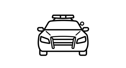 Obraz premium Outlined Vehicle Front View with Emergency Lights Illustration