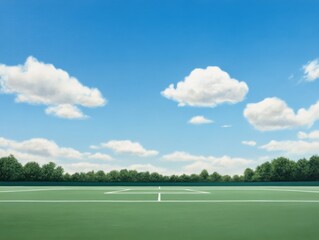 Fototapeta premium Green field under blue sky