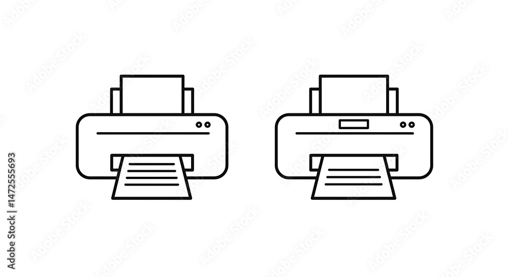 Fototapete printing machine icons with paper output for office use