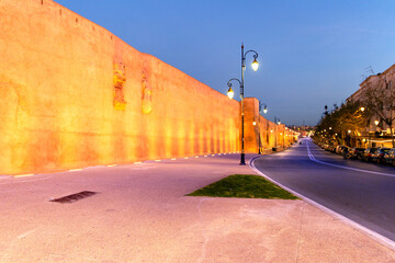 Road leading to the Kasbah of Udayas fortress in Rabat. Morocco