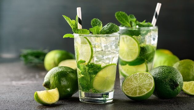 mojito cocktail with lime refreshing summer drinks