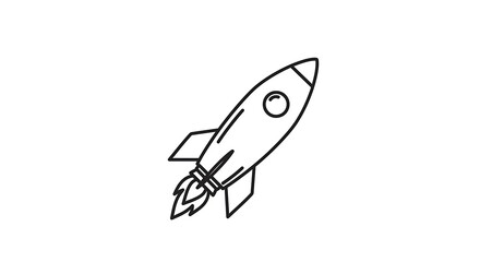 Rocket Launching Line Art Minimalist Space Exploration Concept