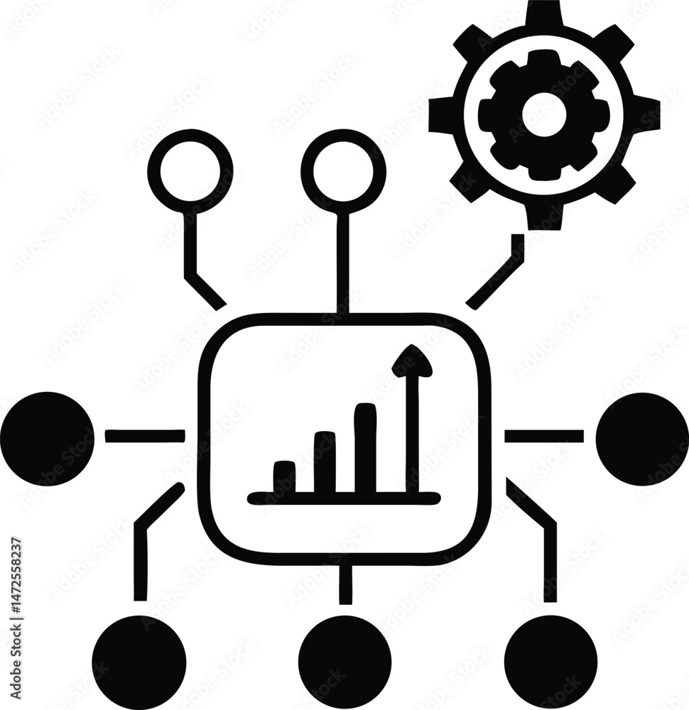 Poster ai dashboard analytics icon representing data visualization and machine learning concepts