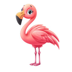 a full-body, cute, pink flamingo in a clipart style, 