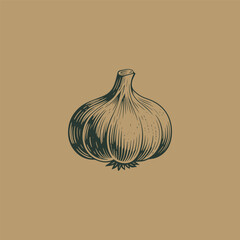 Garlic logo vintage engraving style design template
