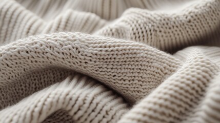 Soft Beige Knit Fabric with Intricate Textures and Patterns