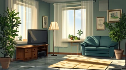 Living room interior illustration