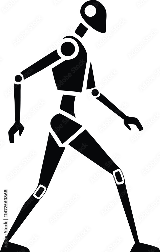 Poster bionic ai humanoid walking robot icon vector design with modern technological style