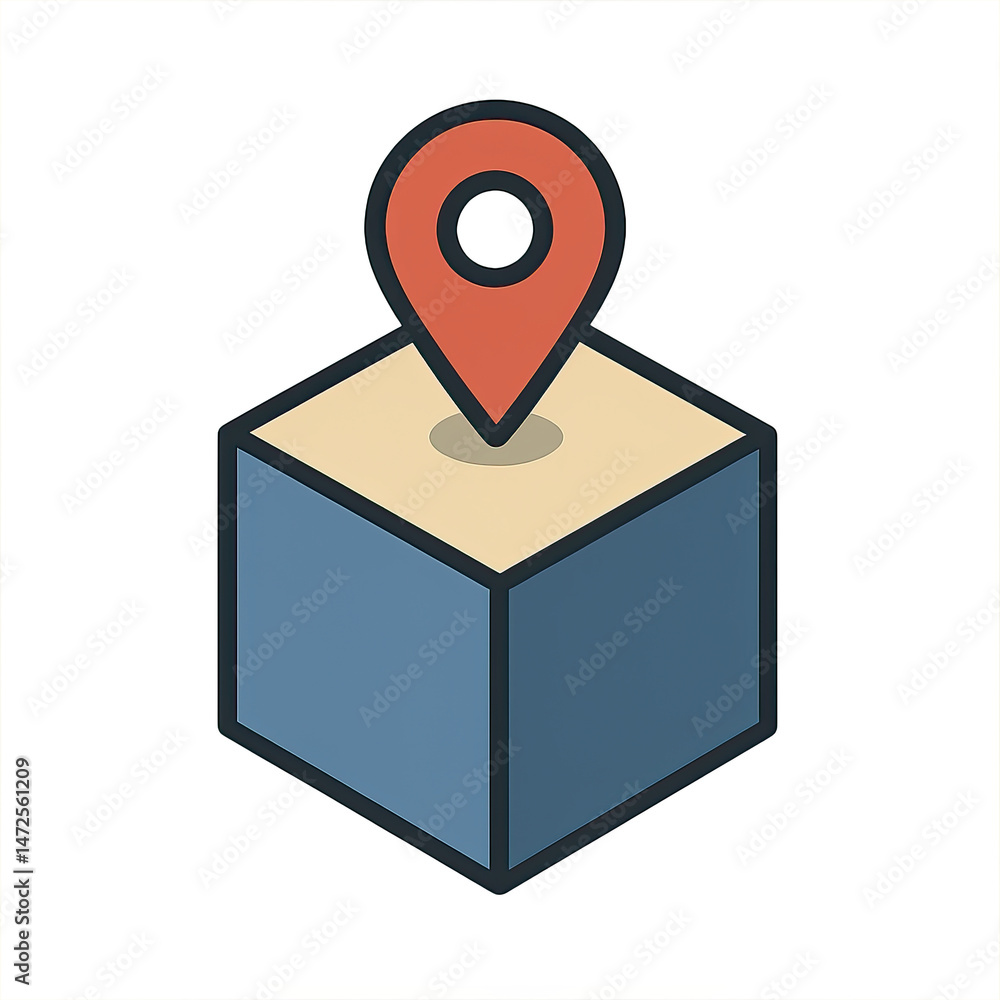 Poster location pin on 3d cube modern gps navigation icon design for website or app