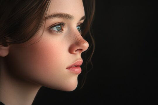 Profile of woman with freckles