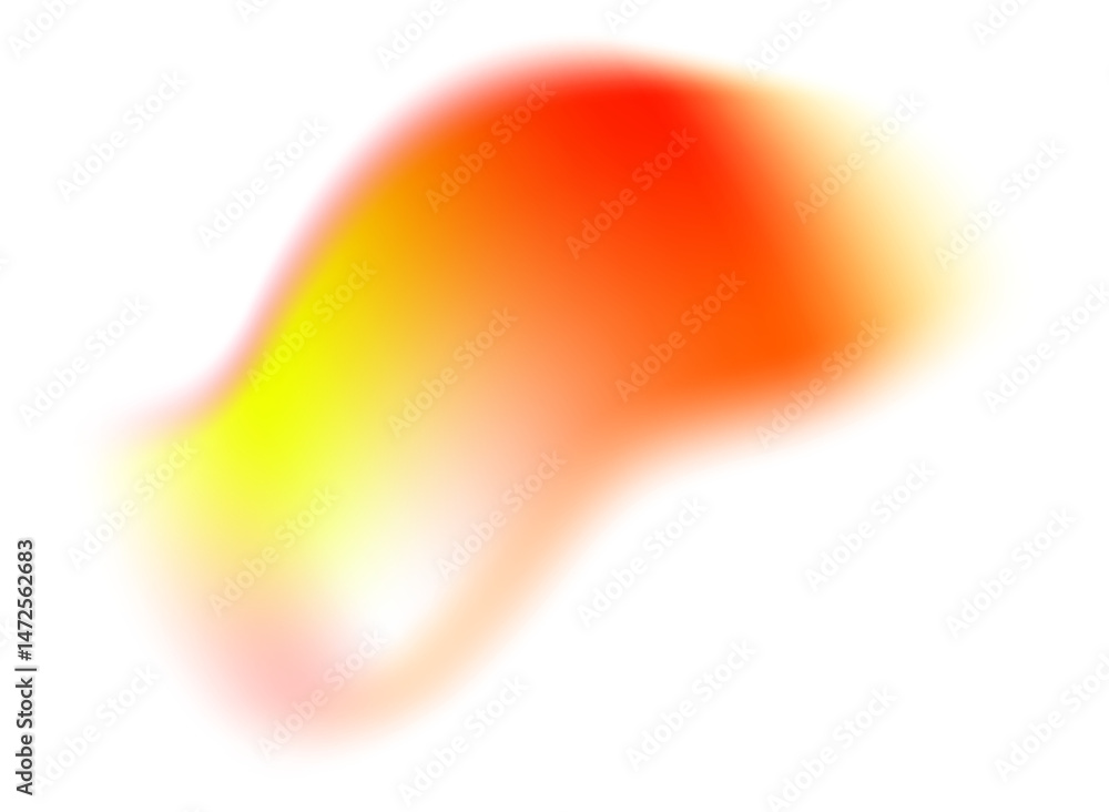 Poster blurred gradient orange colored shape. fluid liquid mesh element with holographic effect. soft aura 