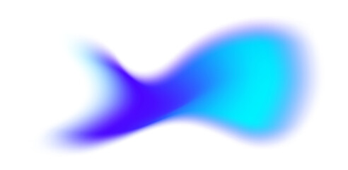 Blurred gradient colored shape. Fluid liquid blue element with holographic effect. Soft aura gradation graphic. Bright iridescent organic bubble