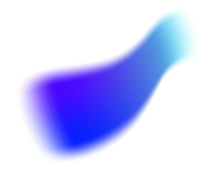 Blurred gradient colored shape. Fluid liquid blue element with holographic effect. Soft aura gradation graphic. Bright iridescent organic bubble