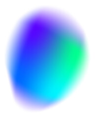 Blurred gradient colored shape. Fluid liquid blue and green element with holographic effect. Soft aura gradation graphic. Bright iridescent organic bubble