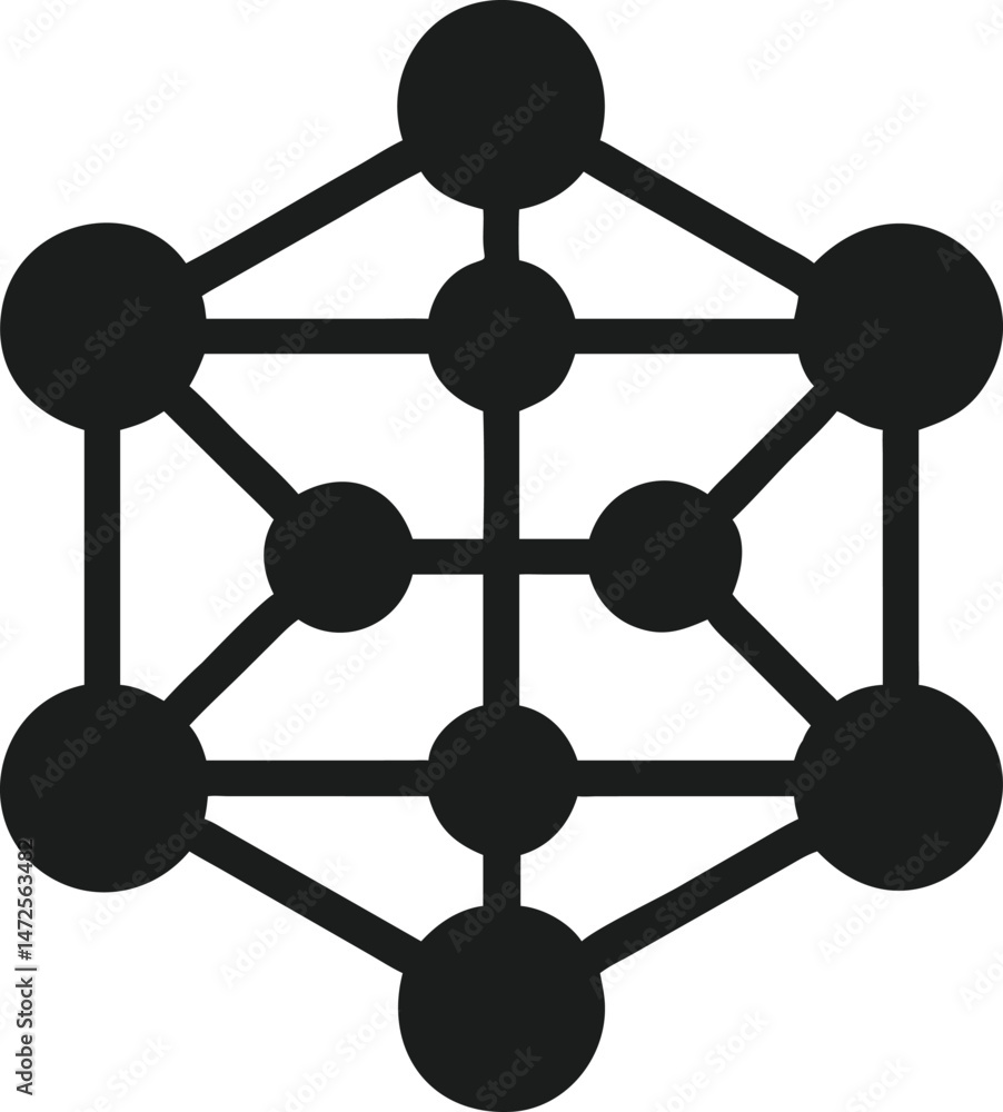 Aufkleber Black neural network node connection icon representing data processing and technology