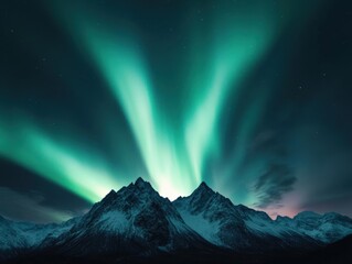 Aurora borealis over mountains