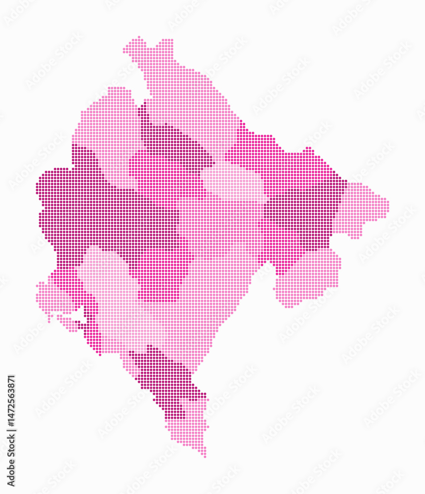 Aufkleber montenegro dotted map. digital style map of the country on white background. montenegro shape with c