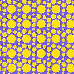 Vibrant Yellow Circles on Purple Background Seamless Pattern Design for Textile and Web