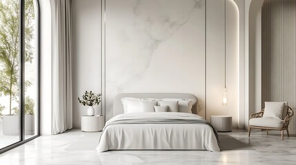 Modern minimalist bedroom interior. (3)