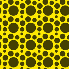 Vibrant Yellow Background with Dark Brown Circles Pattern Design Texture