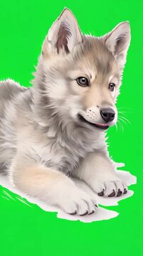  green screen animation of cute little dog