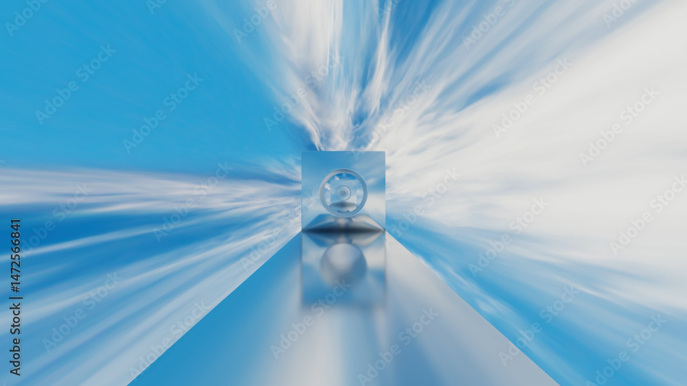 Aufkleber abstract background glossy rows of rectangles with a round hole going into the distance against the 