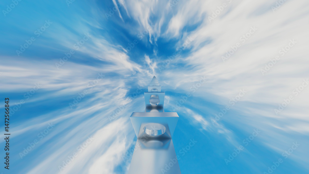 Aufkleber abstract background glossy rows of rectangles with a round hole going into the distance against the 