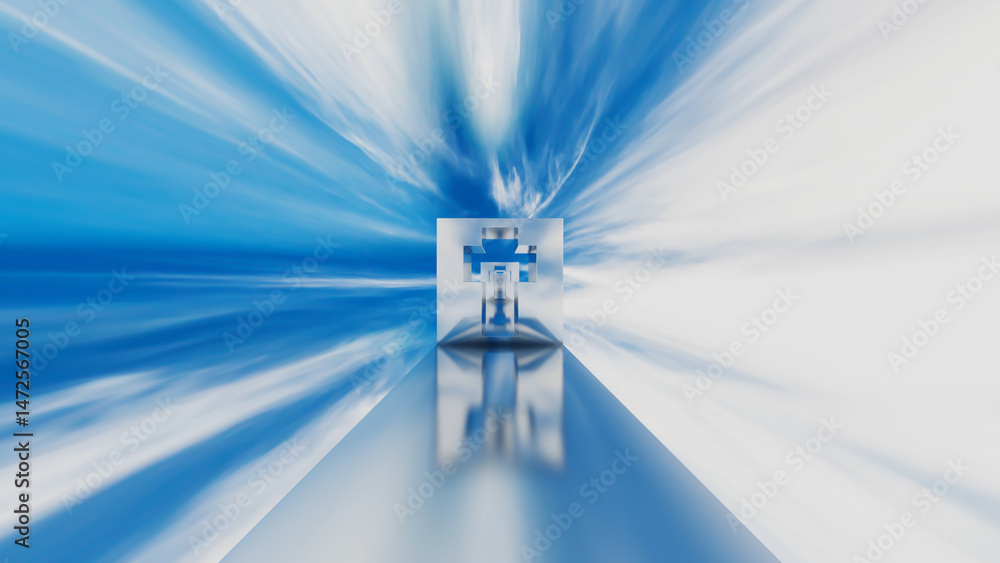 Poster abstract background glossy rows of rectangles with a cross-shaped hole going into the distance again