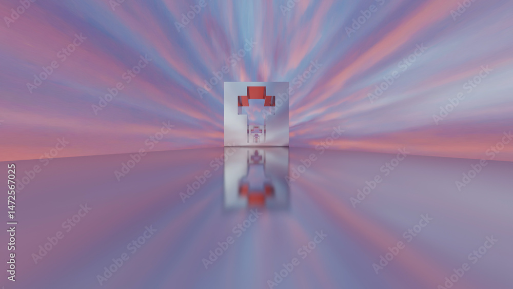 Aufkleber abstract background glossy rows of rectangles with a cross-shaped hole going into the distance again