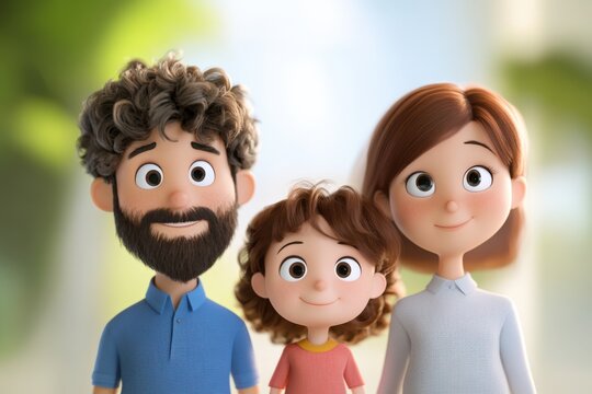 Cartoon family together