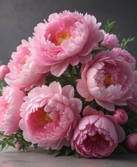 Luxurious pink peony bouquet, soft focus, refined floral scene,  pink blossom,  garden flowers