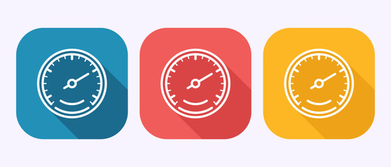 Speedometer Icon design illustration, Speed indicator sign symbol in shadow button design